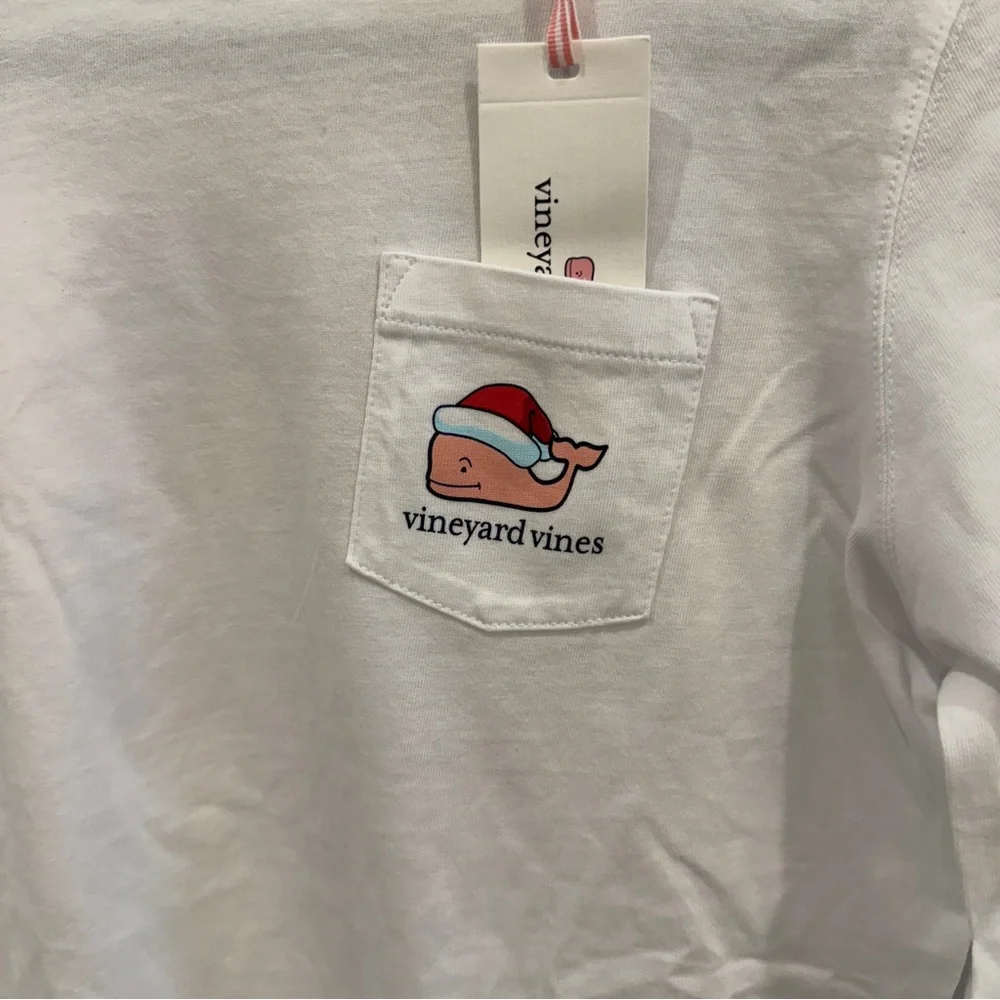 Vineyard Vines White Shirt with Santa Whale Logo - Picture 2 of 5